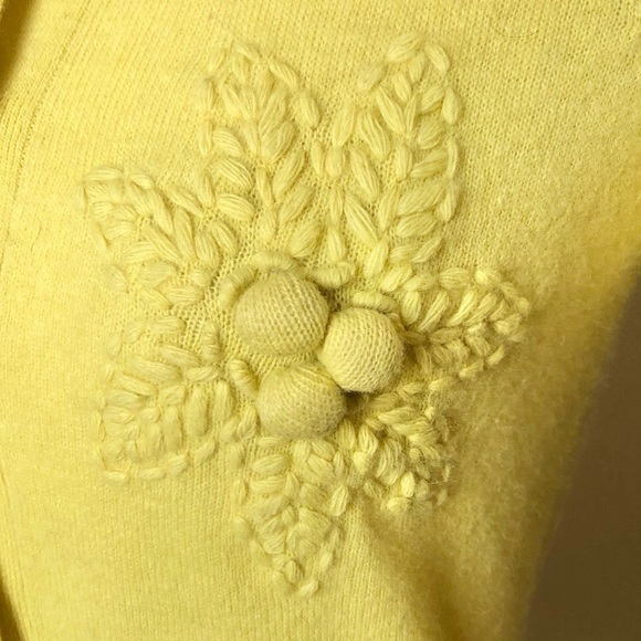 French Connection Yellow Lambswool & Rabbit Hair Crocket Detail Wrap Top Small - Picture 3 of 7